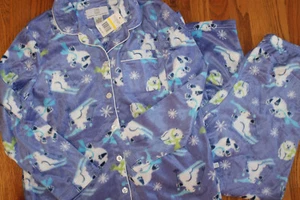 KAREN NEUBURGER womens 2 pc PURPLE Polar Bear FLEECE button PAJAMA SET  PJS  M - Picture 1 of 5