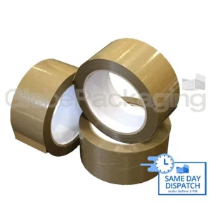 6 Rolls Of KD HEAVY DUTY VINYL PVC Brown Packing Tape 48mm x 66M XX-STRONG TAPE - Picture 1 of 7