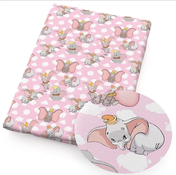 Tecido de mistura de algodão poliéster desenho animado rosa bebê elefante ponto 20 x 55 1165410 - Imagem 1 de 1