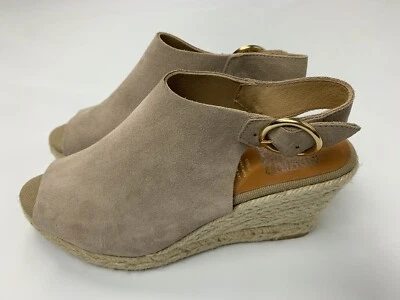 NEW KANNA Made in Spain Taupe Brown Suede Leather Wedge Heels Shoes Sandals 6 US - Image 1 of 4