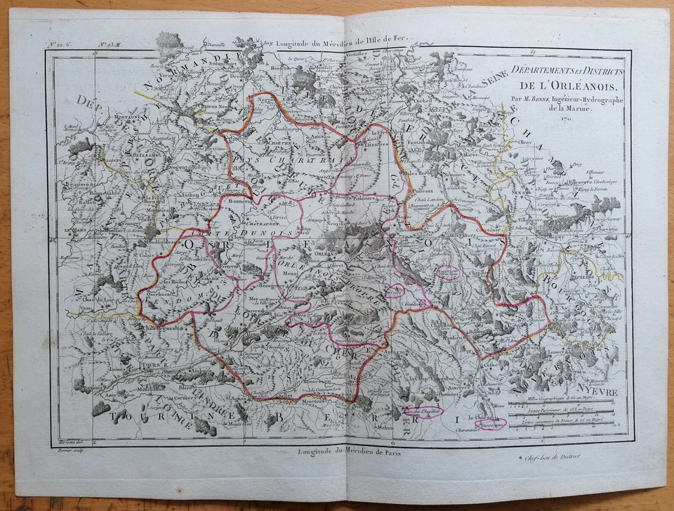 Map France Orleans - Original Map fr. Grenet Atlas - 1790 - Image 1 of 1