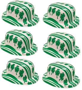 CONFEZIONE 6 x CAPPELLI DA BOWLER IRLANDESI SHAMROCK IRLAND ST PATRICKS GIORNO QR29 - Foto 1 di 4