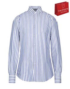 RRP €680 BRUNELLO CUCINELLI Shirt Size M Striped Long Sleeves Made in Italy