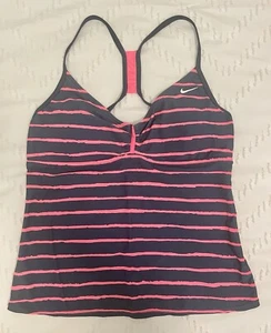 Nike Women's Tankini Top Racerback Size 10/Medium Striped Swim Top - Picture 1 of 7