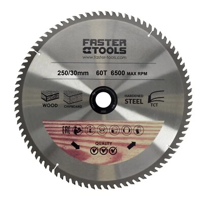 FASTER TOOLS TCT-Sägeblatt Ø 250/30 Hartmetall Kreissäge Holz 60Z