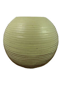 Crate & Barrel Soft Green Leather Spiral Wrapped Ceramic Round Vase 6"X6"