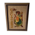 Vintage Sagittarius Crewel Wall Art: Burlap, Zodiac Art Decor, 60s 70s.