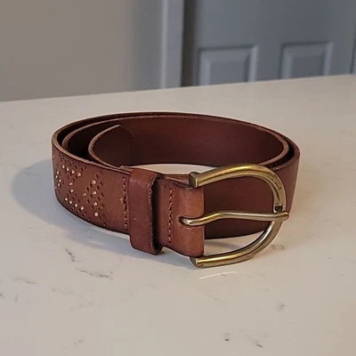 Cinturón de cuero marrón American Eagle con hebilla dorada talla XS Foto 1 de 4