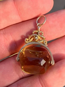 15kt Gold Citrin Spinn Anhänger Viktorianisch A.W 14,1 Gramm - Bild 1 von 8