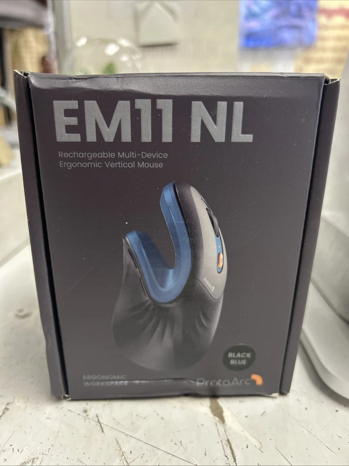 ProtoArc Ergonomic Mouse EM11 NL Bluetooth Rechargeable Wireless Black/Blue - Image 1 of 1
