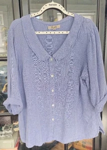 FLAX Womens Large Blue 100% Linen big Shirt Smock Romantic - Picture 1 of 7