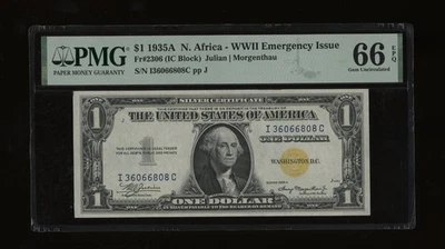 DBR 1935-A $1 North Africa Silver Fr. 2306 IC Block PMG 66 EPQ Serial I36066808C - Image 1 of 2