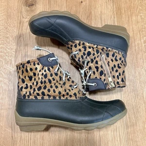 Sperry Women's Syren Gulf Duck Boots 9 | Leopard Print Snow Rain Preppy - Picture 1 of 8