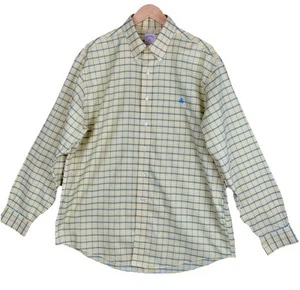 Brooks Brothers 346 Men’s L Non-Iron Button Down Long Sleeve Shirt Yellow/Blue - Picture 1 of 10