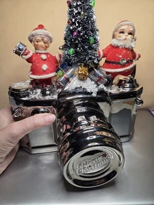 Vintage Ceramic Silver Chrome Camera and Vintage Santa Clauses Christmas Decor - Picture 1 of 15