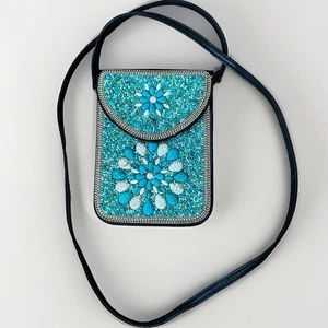 Türkis & Schwarz Perlen Umhängetasche Boho Beachy Festival - Bild 1 von 9
