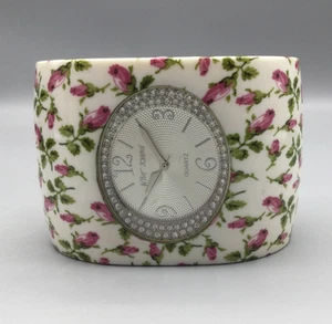 Betsey Johnson Bangle Watch Womens 49mm Floral Rose Cuff New Battery 7.25" - Picture 1 of 12