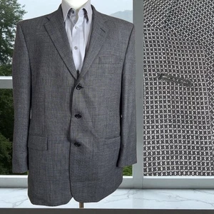 Enrico Corsini Sport Coat Blazer Mens 44L Gray Check 3 Button VL Twill Wool - Picture 1 of 12