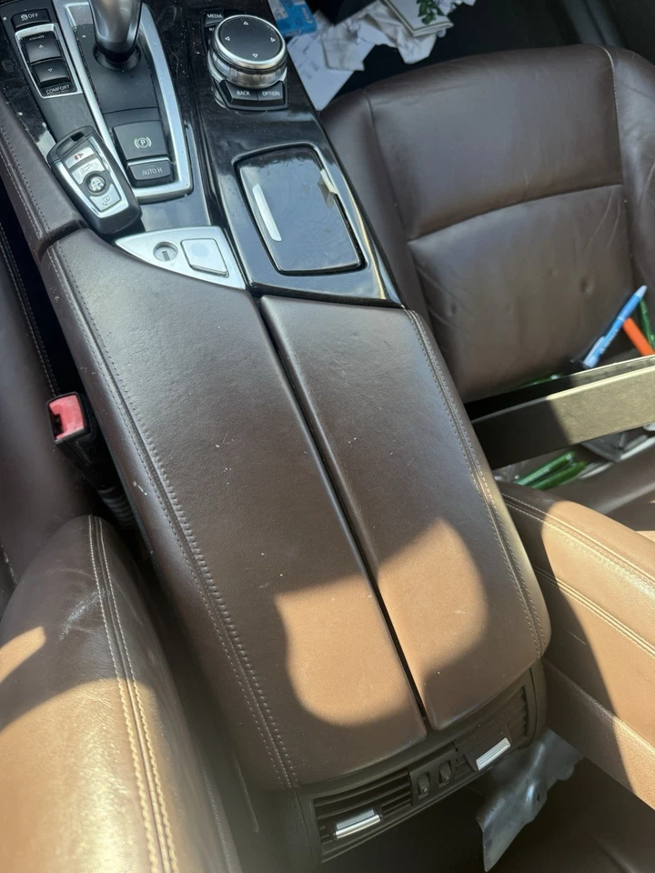 2011-2016 BMW 528i 535i 550i F10 Center Floor Console Arm Rest Lid Brown OEM - Image 1 of 1