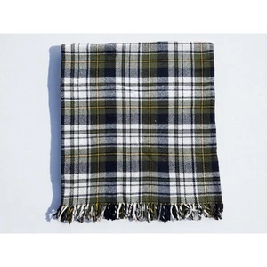 "Paquete de bata vintage Faribo pelusa telar verde marfil flecos tiro de estadio 56""x66" - Imagen 1 de 5