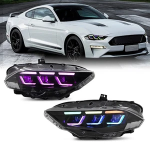 LED RGBHeadlights For Ford Mustang 2018-2022 Start UP Animation& Sequential 2pcs - Picture 1 of 20
