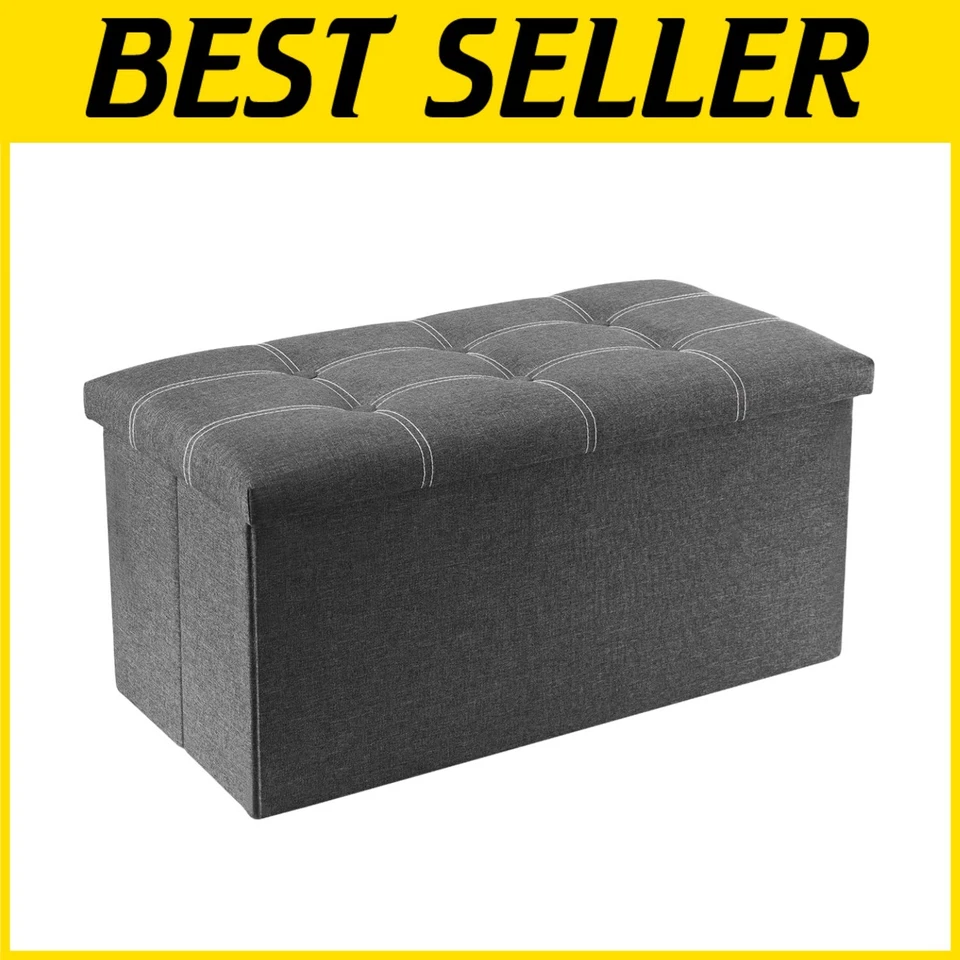 Youdenova 30 Inches Storage Ottoman Bench Foldable Footrest Shoe Bench With 80l