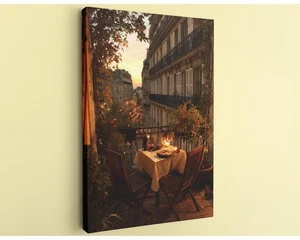 Paris Balcony Canvas Romantic Cityscape Handcrafted Wall Decor Art - Picture 1 of 10