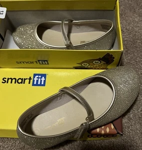 SmartFit Youth Girls' Shimmer Glittery Chelsea Gold Flat Shoes - 13 - Picture 1 of 7