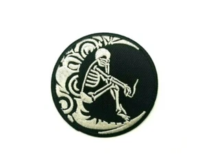 Parche calavera luna esqueleto bordado calor muerte noche rock bolso ropa patch - Picture 1 of 3