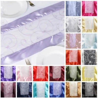 50 Wholesale LOT Embroidered 14x108" Table RUNNERS Fancy Wedding Party Linens - Image 1 of 4
