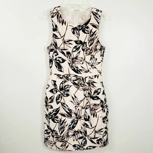 J. Crew Größe 0 Damen cremefarben geblümt 100 % Baumwolle ärmellos Taschen Etuikleid - Bild 1 von 12