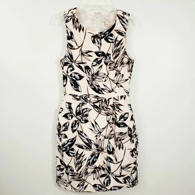 J. Crew Size 0 Women Cream Floral 100% Cotton Sleeveless Pockets Sheath Dress - Image 1 of 4