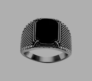 Obsidian men's oxidized ring, gift for men, oxidized ring, black obsidian ring . - Picture 1 of 7