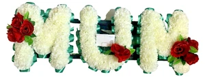 MUM Funeral Flower Letter Tribute Wreath Artificial Silk Memorial Any 3 Name - Picture 1 of 8