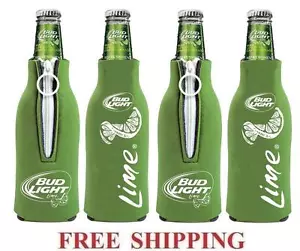 BUD LIGHT LIME 4 BIERFLASCHEN ANZUG KÜHLER KOOZIE COOLIE HUGGIE BUDWEISER NEU - Bild 1 von 1
