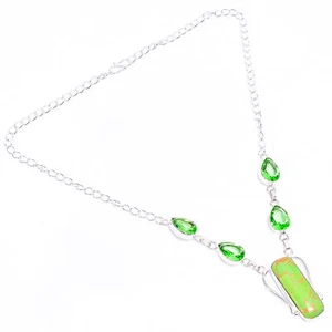 Green Copper Turquoise Peridot Fashion Jewelry 925 Silver Necklace 19" ARN-492 - Picture 1 of 3