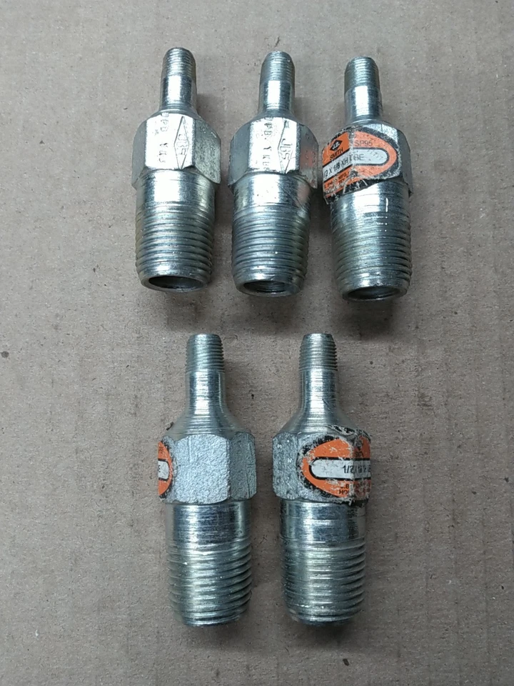 (Lot of 5) JB Smith 5404-08-02 Pipe Hex Nipple Male 1/2 NPT to Male 1/8 NPT - Image 1 of 1