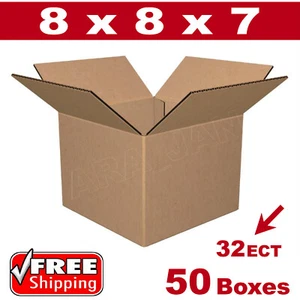 50 - 8x8x7 Cardboard Boxes Mailing Packing Shipping Box 32ECT Corrugated Carton - Picture 1 of 1