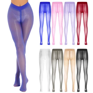 Medias transparentes para mujer entrepiernas brillantes cintura alta pantalones largos - Imagen 1 de 61