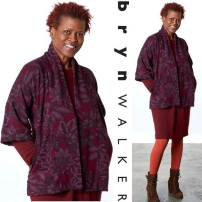 Abrigo Abrigo BRYN WALKER Margo Frente Abierto Talla S M Vigne Floral Polar NUEVO $188 Foto 1 de 4