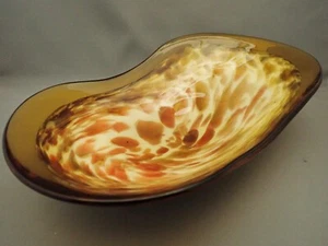 Cuenco ovalado MCM AVEM MURANO vidrio con carcasa ámbar mancha dorada alrededor de 1950 - Imagen 1 de 4