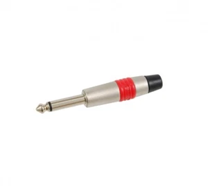 1/4in Mono Jack Plug All Metal Red Ring - Picture 1 of 3