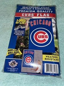Chicago Cubs Applique  & Embroidered 2 Sided Flag 44 X 28 New Sealed - Picture 1 of 5