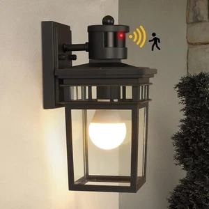 Motion Sensor Outdoor Wall Lantern Dusk To Dawn Sensor Exterior Wall Light Fixtu - Picture 1 of 7