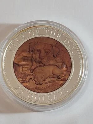 Year of the Dog 2018 Solomon islands 5 oz. Ag and Mother of Pearl - Image 1 of 3