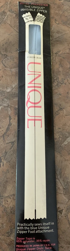 Vintage YKK Unique Invisible Zipper 20 22 Inch Powder Blue - Image 1 of 1