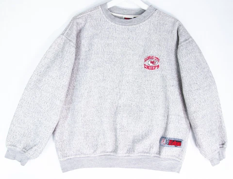 Vintage 1997 The Edge Kansas City Chiefs Sweatshirt Women's Medium Pullover Gray Cover