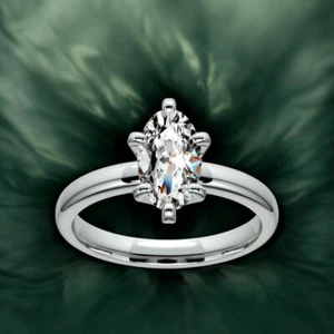 IGI Lab Created 1.50 Ct Oval Cut Diamond Engagement Ring 18K White Gold - Picture 1 of 14