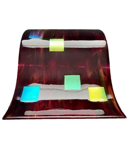 Modern Abstract Ruby Fused Glass Wall Decor - Picture 1 of 11