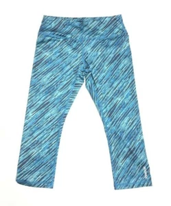 Reebok Womens Exercise Blues Stripes Athelisure Capri Pants Yoga Size Small S - Picture 1 of 6